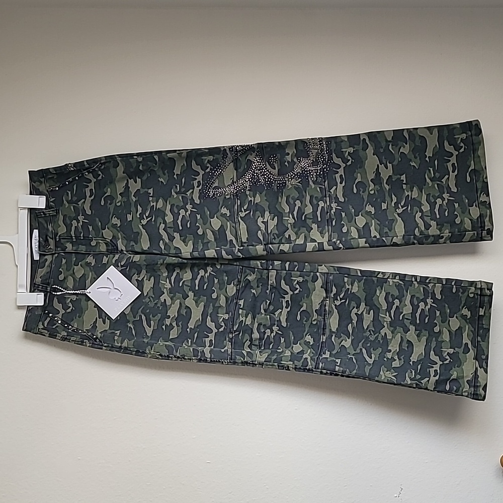 Playboy Studded Rhinestone Camo Pants Jeans Juniors Size 5 NWT
